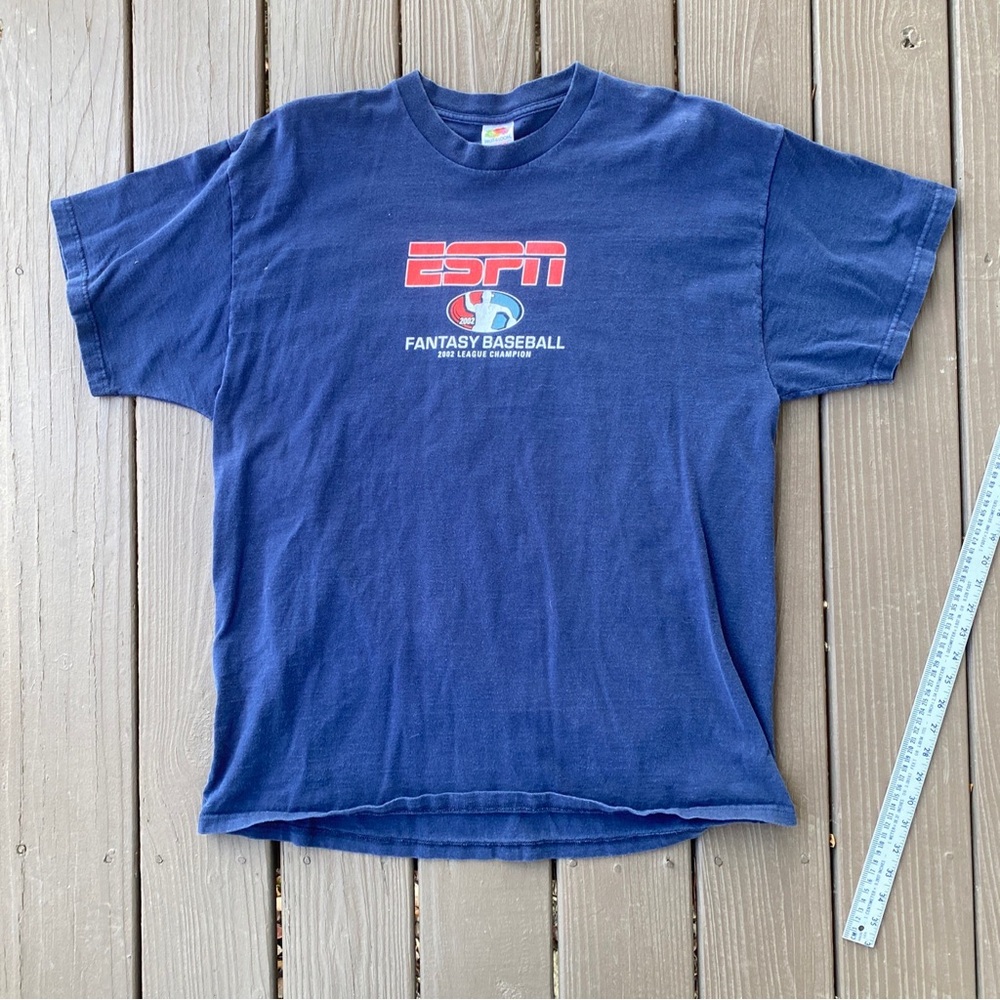 Vintage Y2K ESPN Fantasy Baseball League Champions Shirt Size 2XL Blue